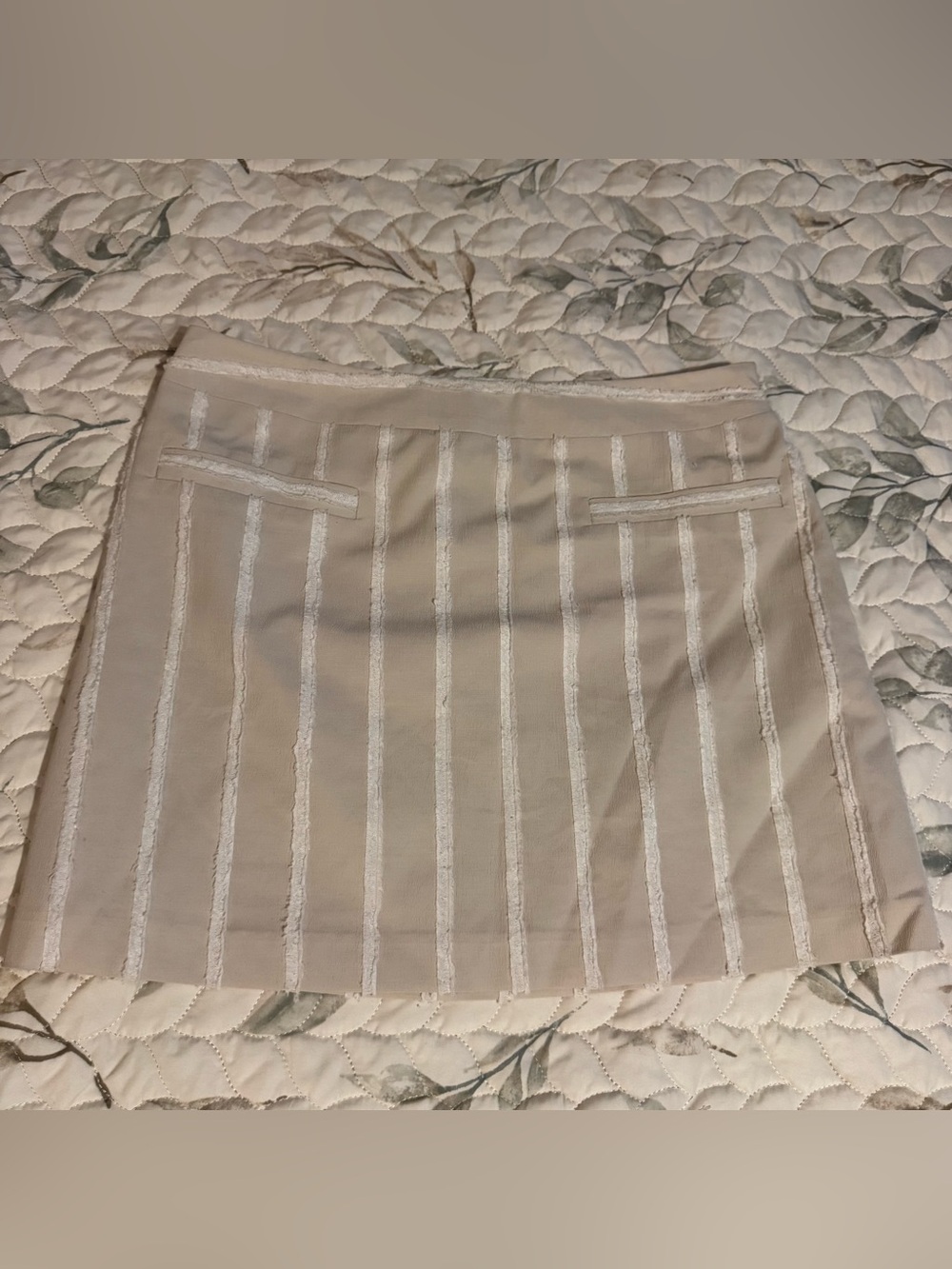 Topshop Vintage Y2K Beige Frayed Pinstripe Mini Skirt Size 6